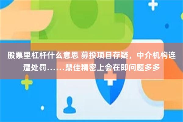 股票里杠杆什么意思 募投项目存疑，中介机构连遭处罚……鼎佳精密上会在即问题多多