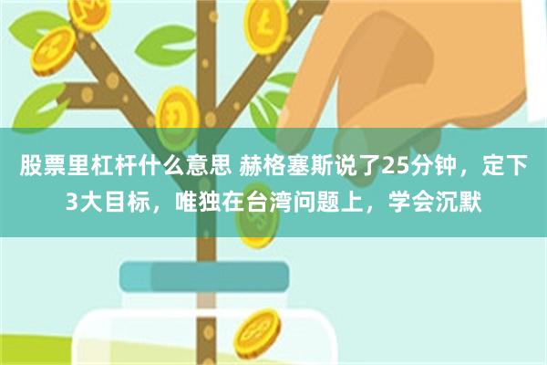 股票里杠杆什么意思 赫格塞斯说了25分钟，定下3大目标，唯独在台湾问题上，学会沉默