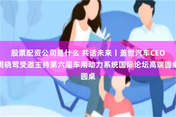 股票配资公司是什么 共话未来丨盖世汽车CEO周晓莺受邀主持第六届车用动力系统国际论坛高端圆桌